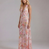 Vestido largo con escote pronunciado Sarah - Rosa