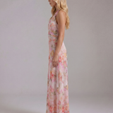 Vestido largo con escote pronunciado Sarah - Rosa
