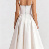 Vestido midi con escote corazón Selene - Blanco
