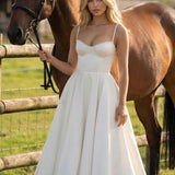 Vestido midi con escote corazón Selene - Blanco