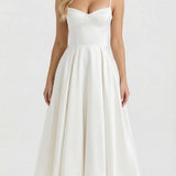 Vestido midi con escote corazón Selene - Blanco