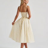 Vestido midi de cuadros vichy Sherrie - Amarillo mantequilla