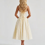 Vestido midi de cuadros vichy Sherrie - Amarillo mantequilla