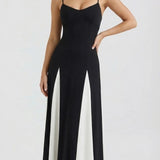 Vestido largo con vuelo Solara - Negro y blanco
