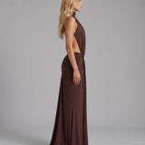 Vestido largo Tiffany - Marrón