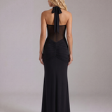 Vestido largo fruncido Victoria - Negro