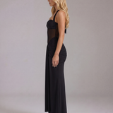 Vestido largo fruncido Victoria - Negro